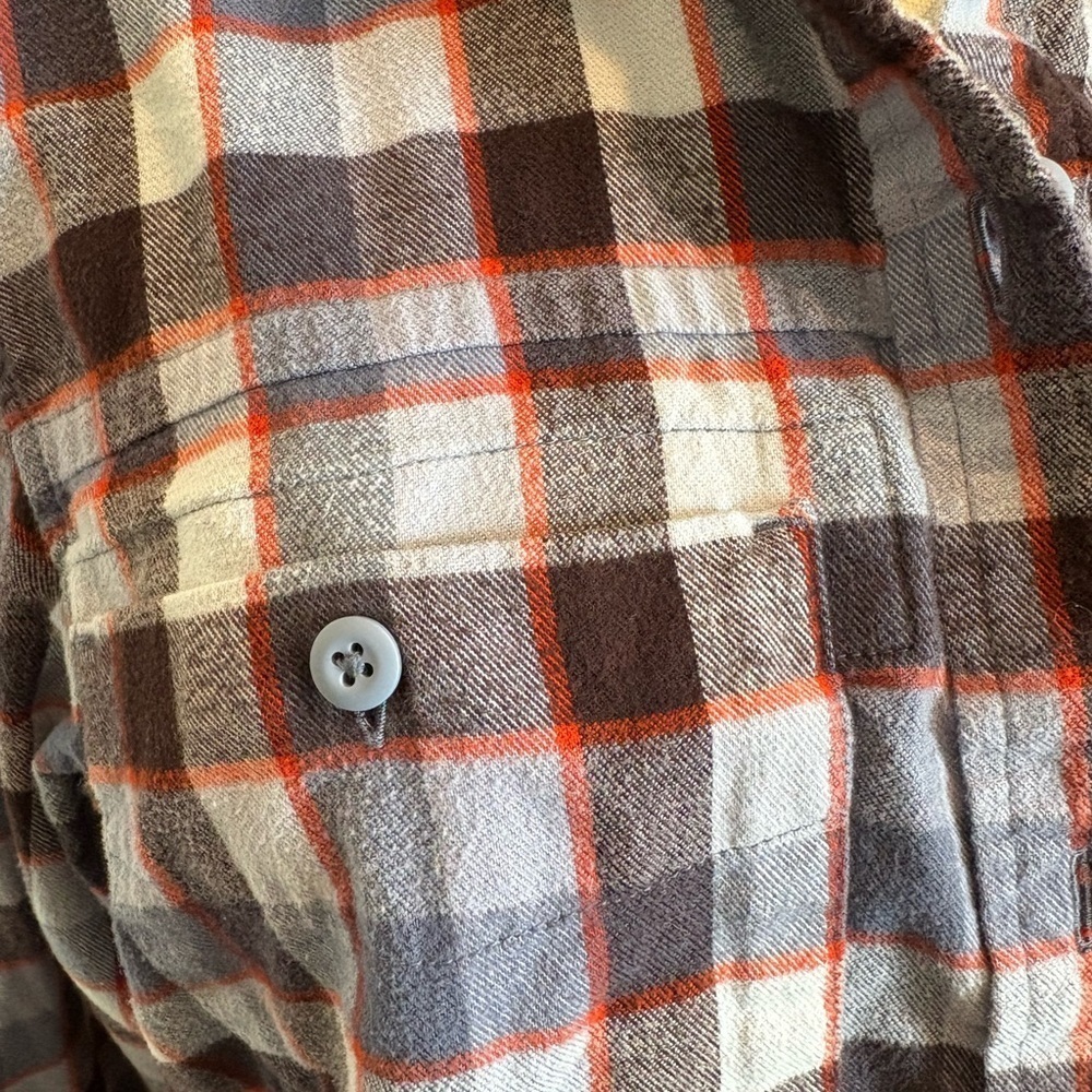 REI Co Op Blue Plaid Flannel LS Shirt Cotton Outdoor Nature Hiking Women Large - Picture 7 of 12